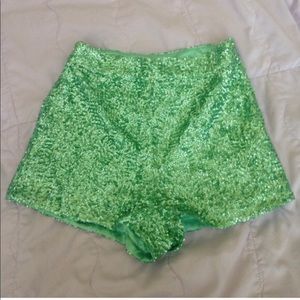 Seafoam green sequin shorts